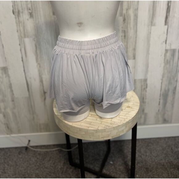 Gray Athletic Skort Women’s Small Elastic Waist Drawstring Active Tennis Shorts - Picture 4 of 6